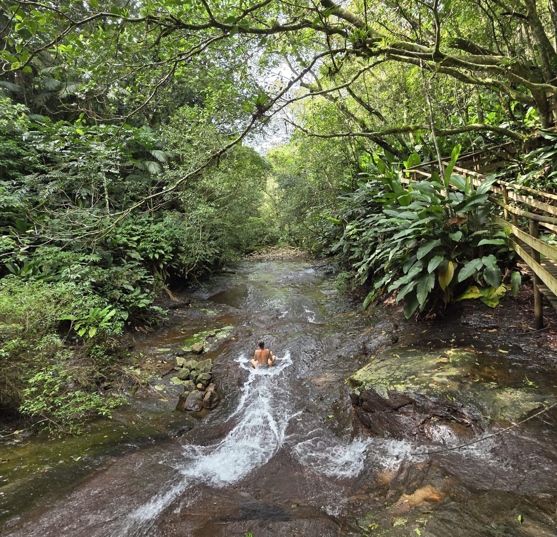Cachoeira e trilha no Refúgio Pedra Afiada